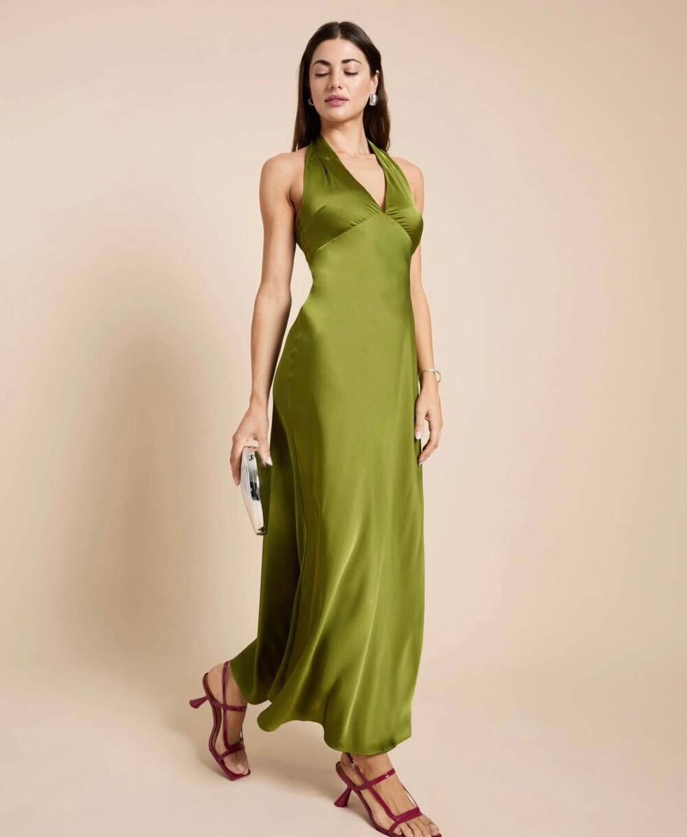 New O.P.T Gisela dress satin clover green $222 sz 12